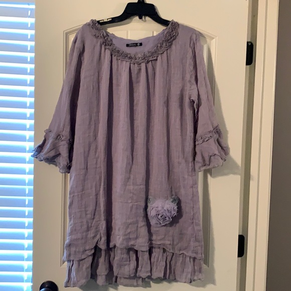 Gauze dress. Lilac gray - Picture 1 of 4